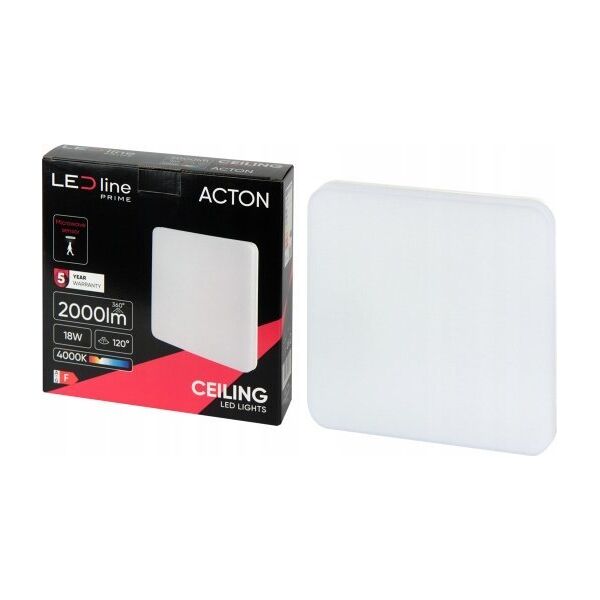 LED φωτιστικό, επιφανειακό, ACTON 18W 2000lm 4000K IP54 τετράγωνο με αισθητήρα κίνησης