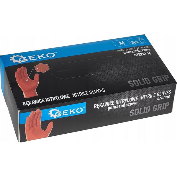 Νιτριλοειδή γάντια SOLID GRIP 50τμχ. μέγεθος M πορτοκαλί (10)