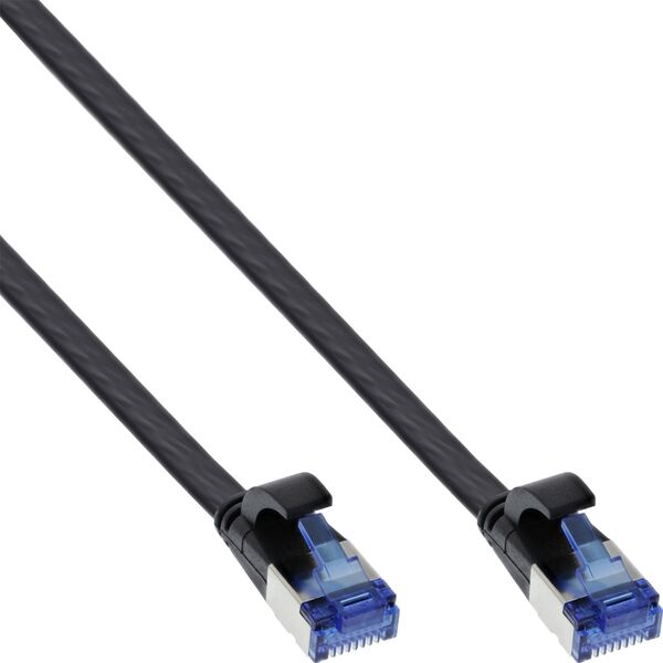 InLine InLine® Flat patch cable, U/FTP, Cat.6A, TPE halogen free, black, 0,3m