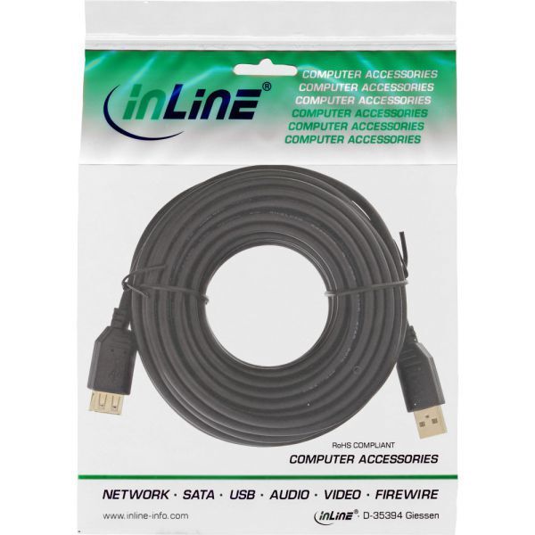 Kabel USB InLine USB-A - 10 m Czarny (34611S)