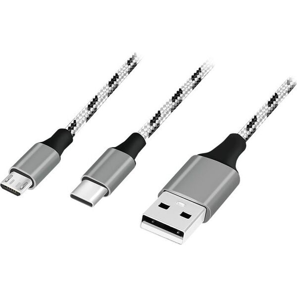 Καλώδιο USB2.0 A/M σε micro USB + USB-C, 1.2m
