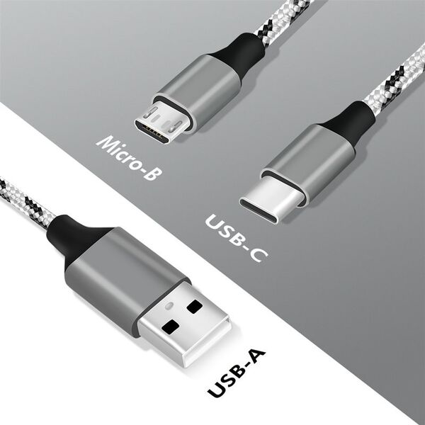 Καλώδιο USB2.0 A/M σε micro USB + USB-C, 1.2m
