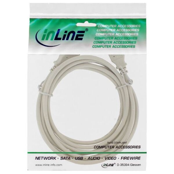 Kabel USB InLine USB-A - 0.3 m Beżowy (34303H)