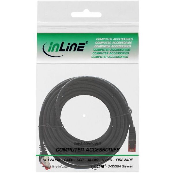 InLine Patchcord S/FTP, PiMF, Cat.6, 250MHz, halogen free, czarny 10m (76900S)
