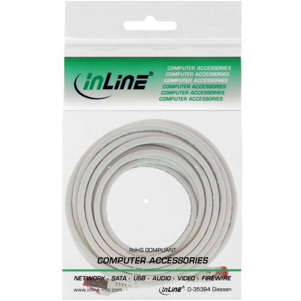 InLine Patchcord S/FTP, PiMF, Cat.6, 250MHz, halogen free, biały 5m (76905W)