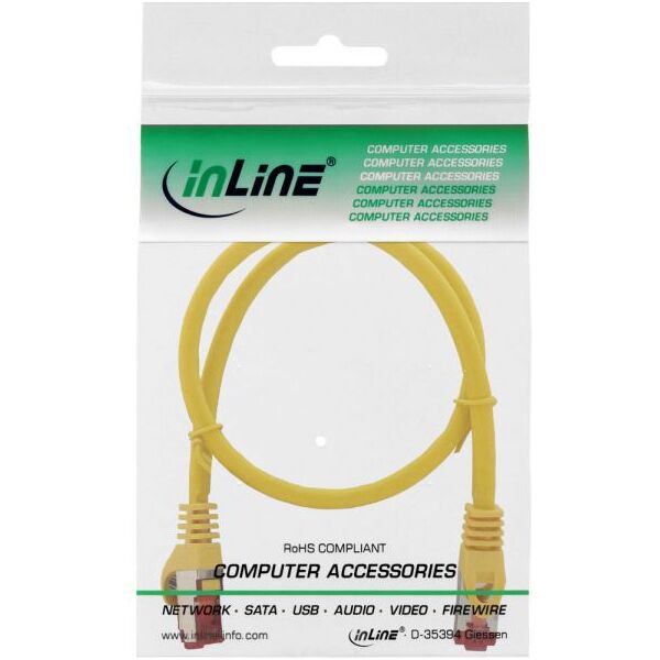 Intos Patchcord S/FTP, PiMF, Cat.6, 250MHz, halogen free, żółty 0.25m (76922Y)