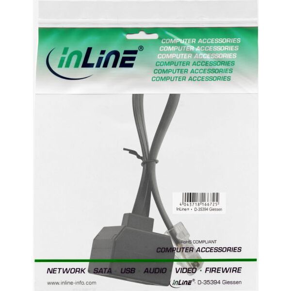 InLine Rozdzielacz RJ45 do 2x RJ45, 0.15m, Czarny (69933)