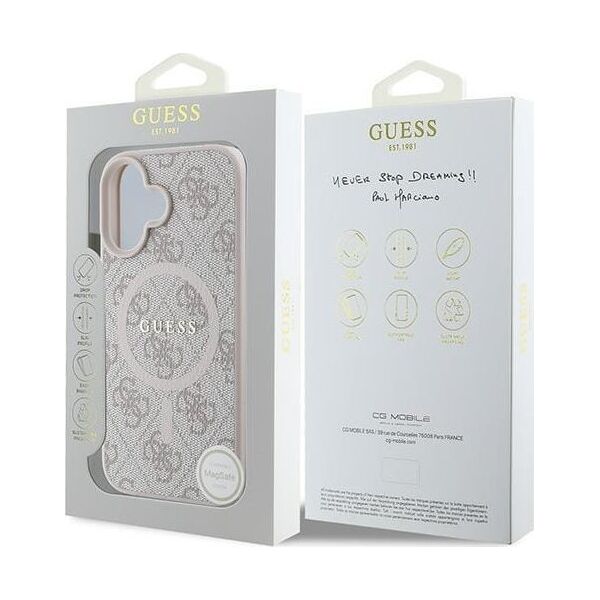 Guess Guess GUHMP16MG4GFRP iPhone 16 Plus 6.7" różowy/pink hardcase 4G Ring Classic Logo MagSafe