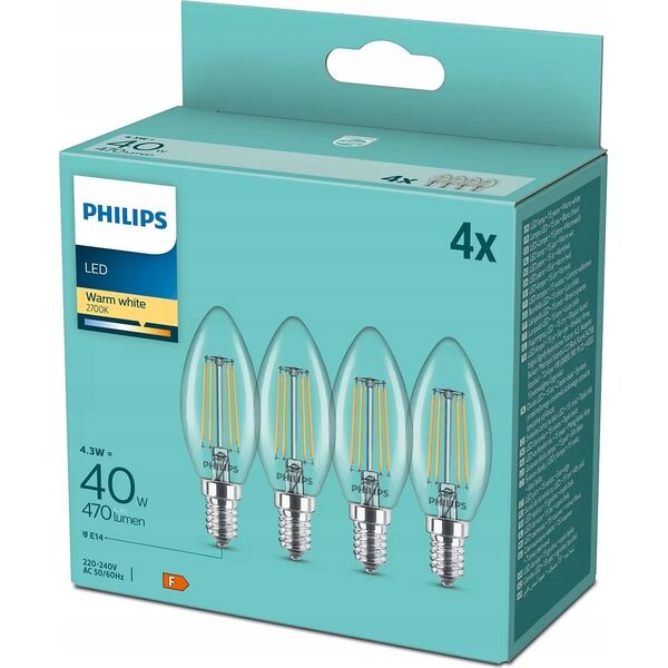 Philips Philips LED Lamp E14 4-Pack 40W 2700K Filament candle