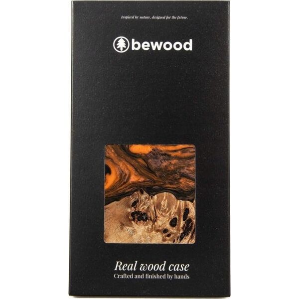 BeWood Etui z drewna i żywicy na iPhone 15 Plus MagSafe Bewood Unique Orange - pomarańczowo-czarne