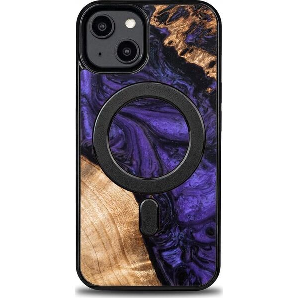 BeWood Etui z drewna i żywicy na iPhone 15 Plus MagSafe Bewood Unique Violet - fioletowo-czarne