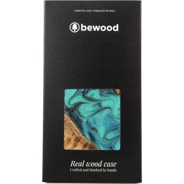 BeWood Etui z drewna i żywicy na iPhone 15 Plus Bewood Unique Turquoise - turkusowo-czarne