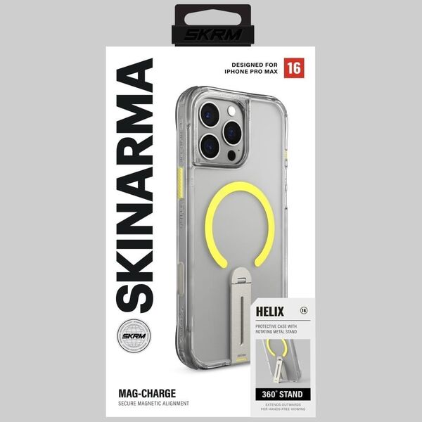 Θήκη SKINARMA Helix για iPhone 16 Pro Max Μαγνητική Φόρτιση 360 Περιστρεφόμενη Βάση διαφανής