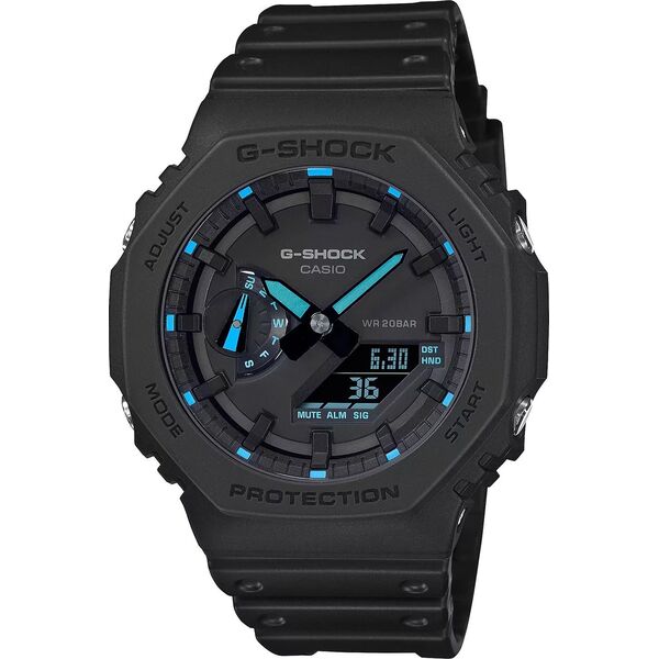 Zegarek Casio Zegarek G-SHOCK Casio Octagon Neon Accent Series "CasiOak" Carbon Core Guard GA-2100-1A2ER