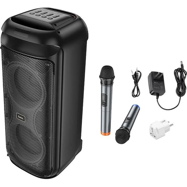 HOCO ηχείο bluetooth + 2 x ασύρματα μικρόφωνα HA13 Max μαύρο