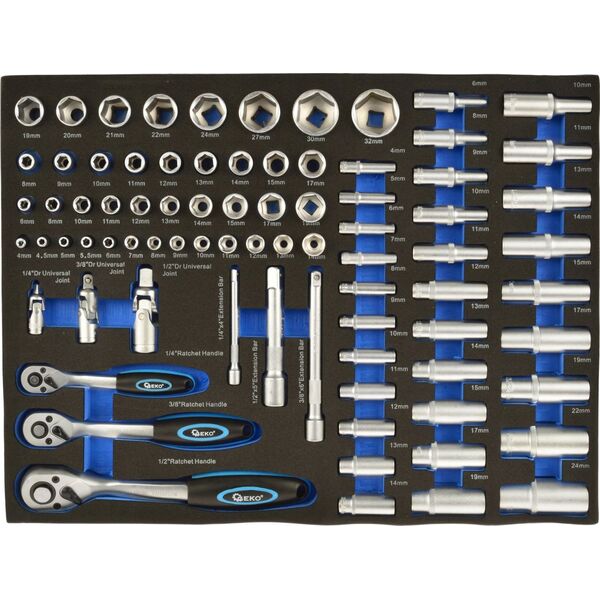 Geko Wkład- zestaw nasadek z grzechotkami 1/4"-1/2" 80el.(3)