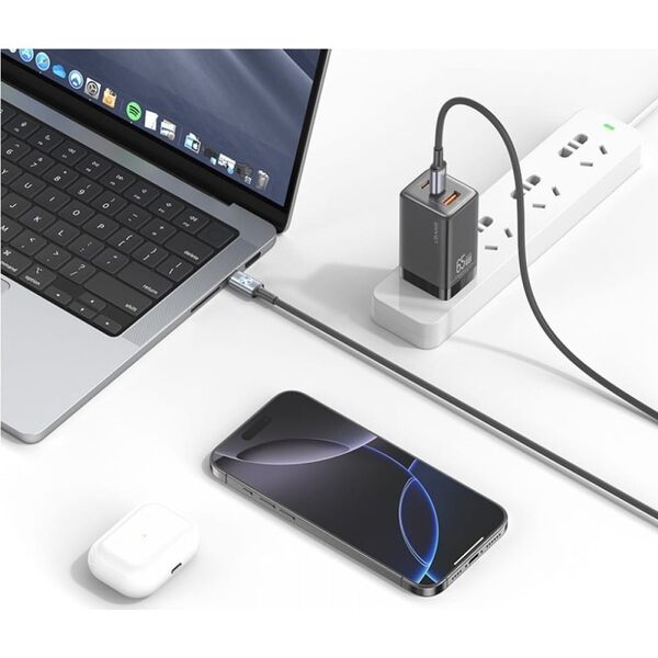 Καλώδιο USAMS Huan Series SJ752 60W USB-C σε USB-C 1,2 m τιτάνιο