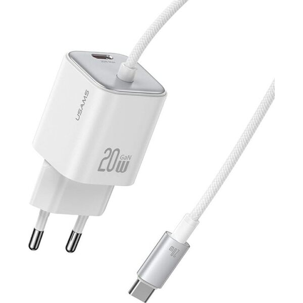 Φορτιστής τοίχου USAMS JC Series CC261 20W GaN Mini Fast Charger 2xUSB-C λευκό