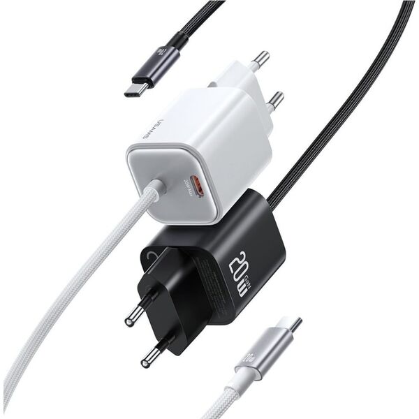 Φορτιστής τοίχου USAMS JC Series CC261 20W GaN Mini Fast Charger 2xUSB-C λευκό