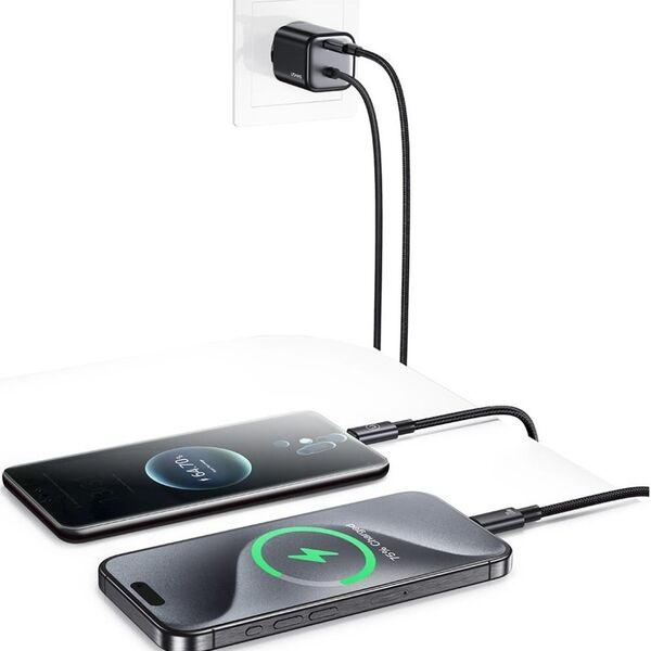 Φορτιστής τοίχου USAMS JC Series CC261 20W GaN Mini Fast Charger 2xUSB-C λευκό
