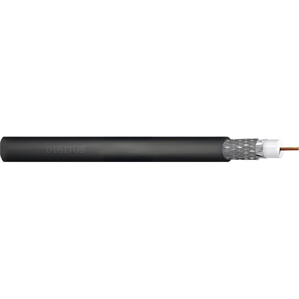 Ομοαξονικό καλώδιο Digitus DIGITUS RG-6, 75 Ohm, οθόνη (2x φύλλο + πλεξούδα 77%), Fca, PE, 500m, μαύρο, καρούλι 14011263 5907772596951