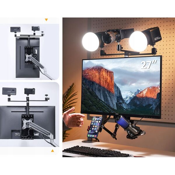 Uchwyt Mocowanie VESA na Monitor + 3x Ramię Głowica 3D 1/4'' Ulanzi / VS01