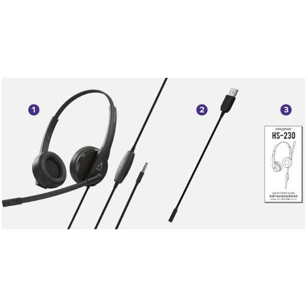 Słuchawki przewodowe Creative HS-230     z mikrofonem USB czarny