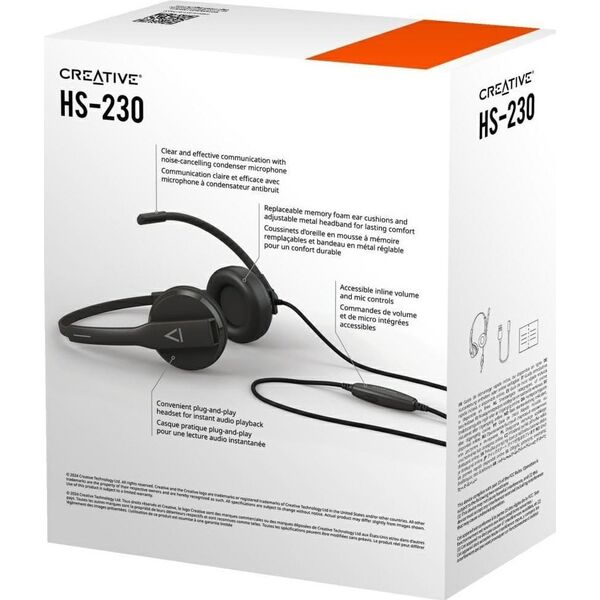 Słuchawki przewodowe Creative HS-230     z mikrofonem USB czarny