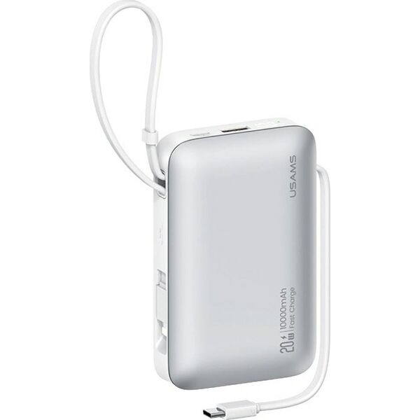 Φορητός φορτιστής USAMS XR Series CD228 10000mAh 20W + καλώδιο USB-C/Lightning λευκό