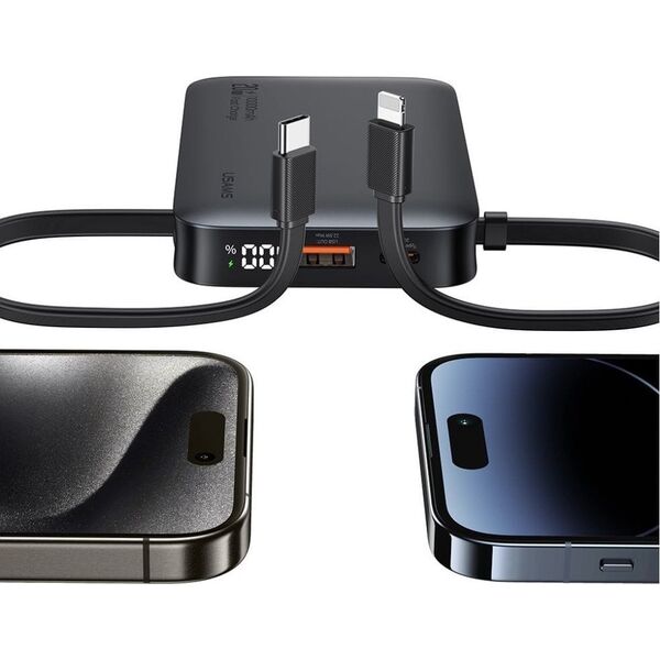 Φορητός φορτιστής USAMS XR Series CD228 10000mAh 20W + καλώδιο USB-C/Lightning λευκό