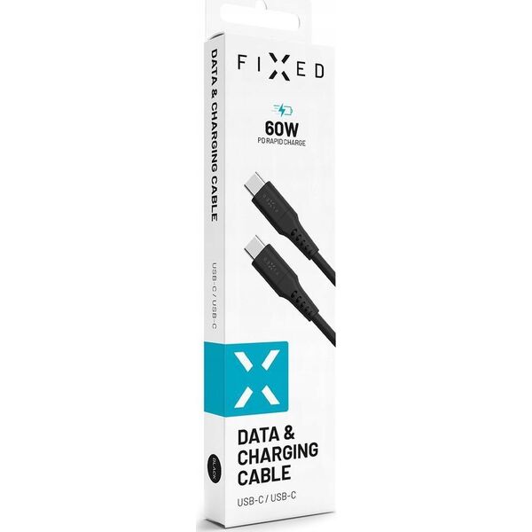 Fixed Fixed | Liquid Silicone Cable USB-C/USB-C, 1.2m, 60W | FIXDLS-CC12-BK