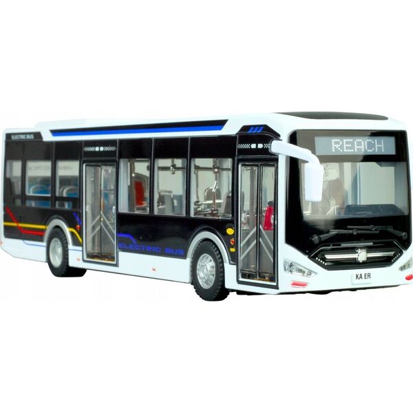LeanToys Elektryczny Autobus Miejski 1:42 Metalowy Światła Biały
