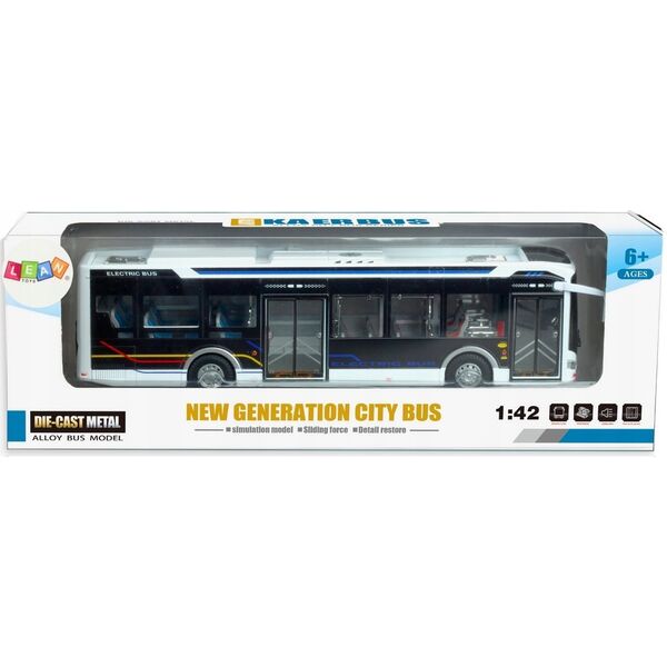 LeanToys Elektryczny Autobus Miejski 1:42 Metalowy Światła Biały