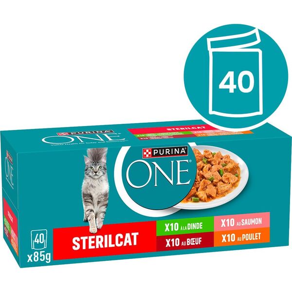 PURINA ONE STERILCAT βοδινό, κοτόπουλο, σολομός, γαλοπούλα 40x85g