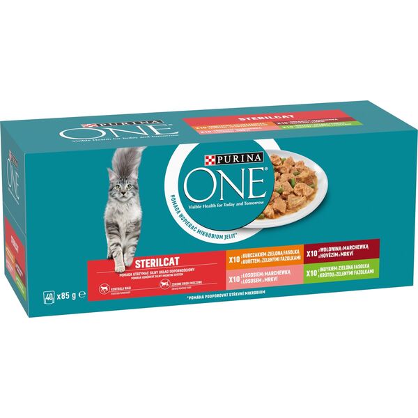 PURINA ONE STERILCAT βοδινό, κοτόπουλο, σολομός, γαλοπούλα 40x85g