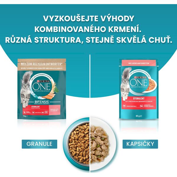 PURINA ONE STERILCAT βοδινό, κοτόπουλο, σολομός, γαλοπούλα 40x85g