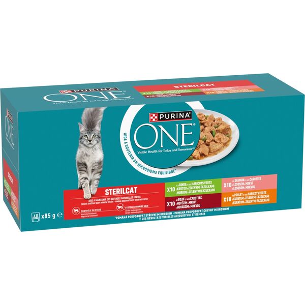 PURINA ONE STERILCAT βοδινό, κοτόπουλο, σολομός, γαλοπούλα 40x85g