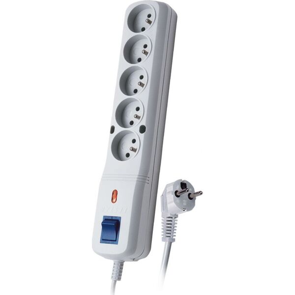Listwa zasilająca Lestar LV-530W przeciwprzepięciowa 5 gniazd 1.5 m szara