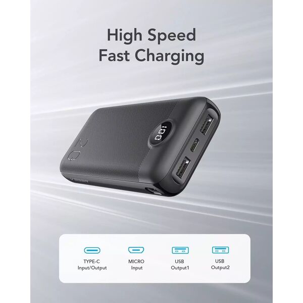 Powerbank  Powerbank Bateria zewnętrzna VEGER L20S - 20 000mAh LCD Quick Charge PD 20W czarny (VP2039PD  / W2039PD )