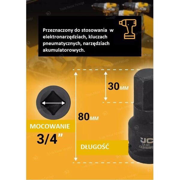 JCB Καρυδάκι-μπιτ κρούσης 3/4" 24mm (εξάγωνο)