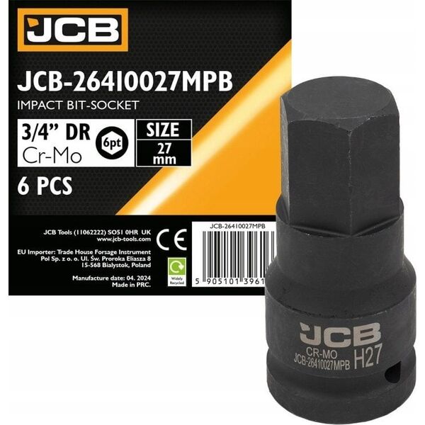 JCB Καρυδάκι-μπιτ κρούσης 3/4" 27mm (6-γωνιακό)