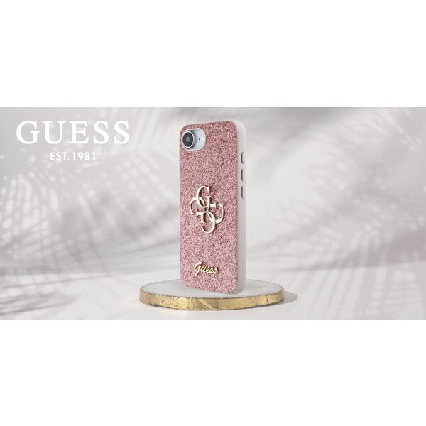 Etui Guess Fixed Glitter Big 4G do       iPhone 16e różowy