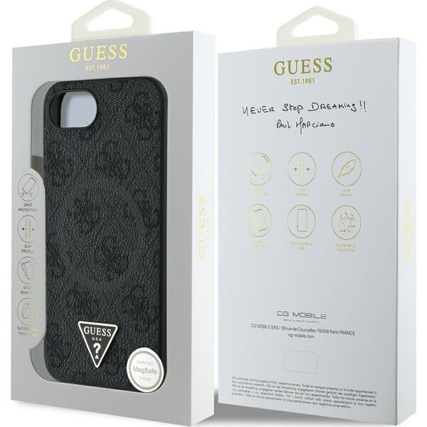 Etui Guess 4G Ring Triangle Logo MagSafe do iPhone 16e czarny