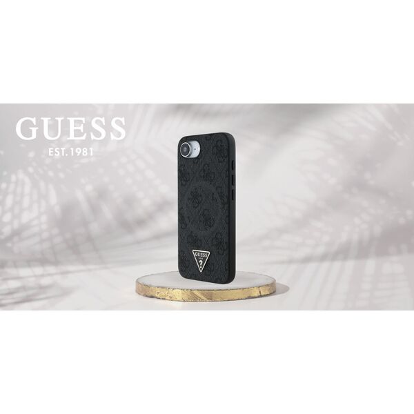 Etui Guess 4G Ring Triangle Logo MagSafe do iPhone 16e czarny