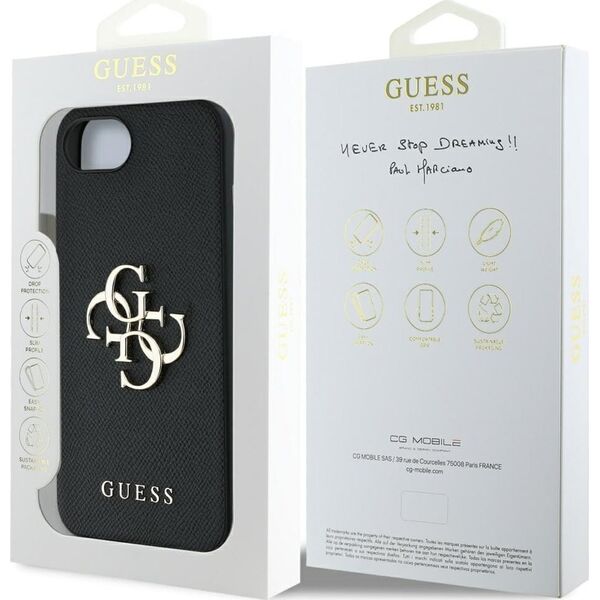 Etui Guess Grained Big 4G Logo Small     Classic Logo do iPhone 16e czarny