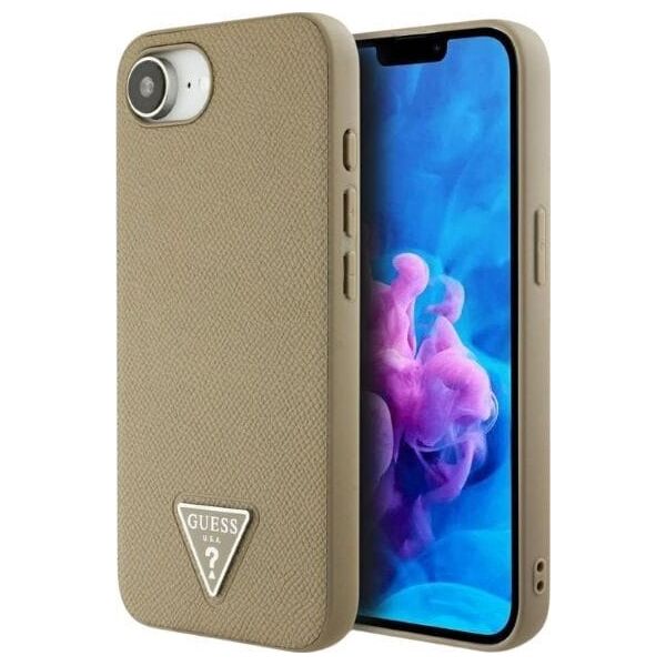 Etui Guess Grained Triangle MagSafe do   iPhone 16e brązowy
