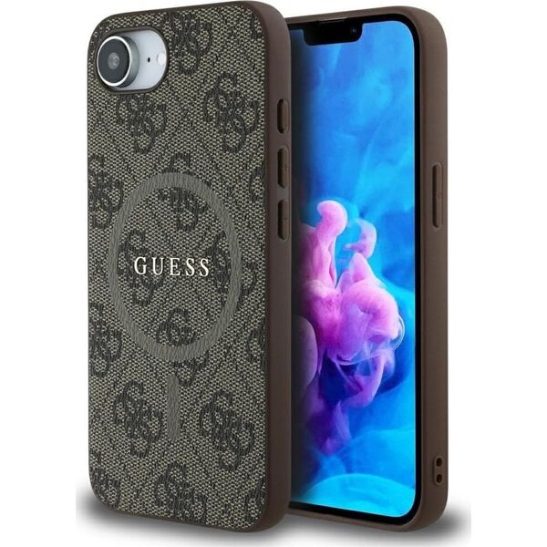 Etui Guess 4G Ring Classic Logo MagSafe  do iPhone 16e brązowy