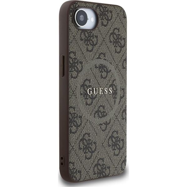 Etui Guess 4G Ring Classic Logo MagSafe  do iPhone 16e brązowy
