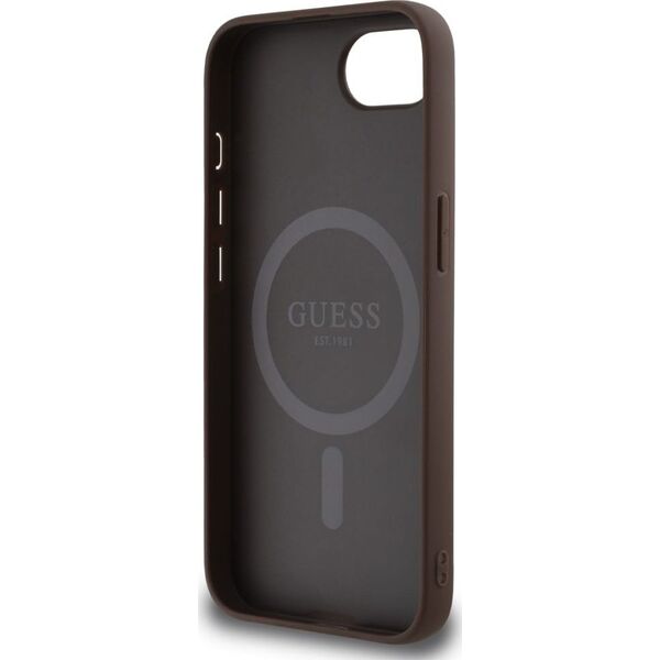 Etui Guess 4G Ring Classic Logo MagSafe  do iPhone 16e brązowy