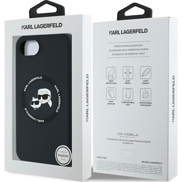 Etui Karl Lagerfeld Silicone             Karl&Choupette Heads MagSafe do iPhone 16e czarny